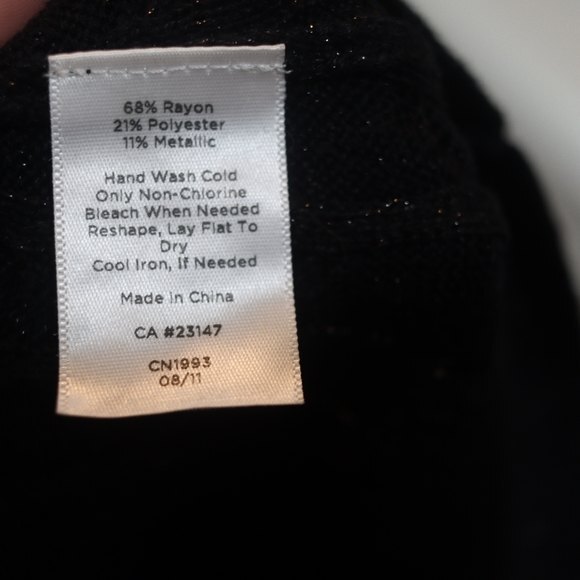Talbots Black Metallic Sparkly Cable Knit Sweater Rayon Medium - Picture 9 of 11